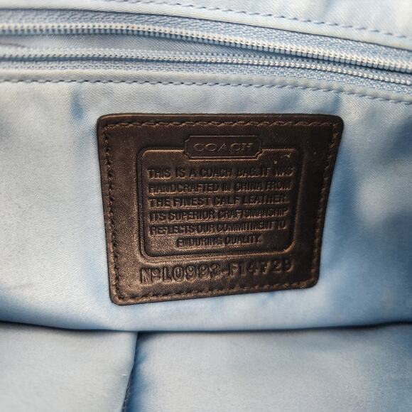 Coach Black Patent Leather Purse Handbag 11" x 7" Monogrammed Embossed C - Picture 8 of 9